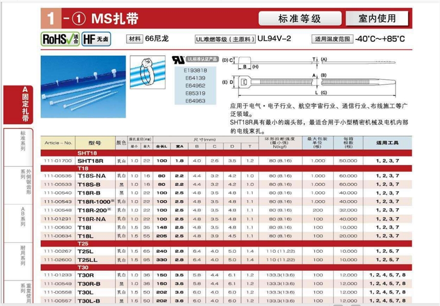 海爾曼太通111-00534尼龍電纜扎帶80*2.2mm，耐105度高溫