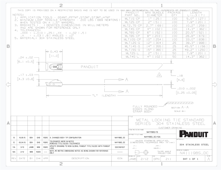 MLT2H-LPAL 美國泛達(dá)Panduit 鋁制 帶自鎖頭扎線